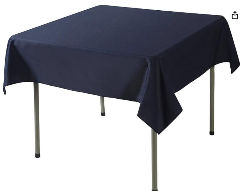 Square Tablecloth, Washable Polyester Fabric- Navy